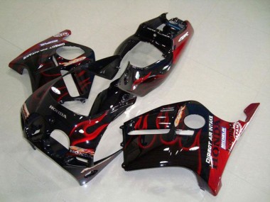 Online 1988-1989 Honda CBR250RR MC19 Motorcycle Fairings - Glossy Black Red Flame Canada