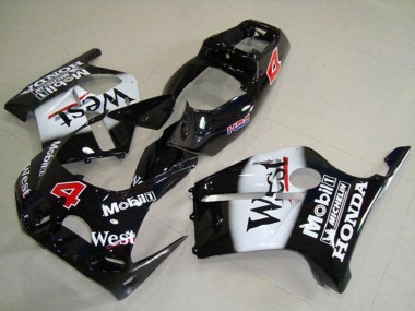Online 1988-1989 Honda CBR250RR MC19 Motorcycle Fairings - Glossy Black White West Mobil HRC 4 Canada