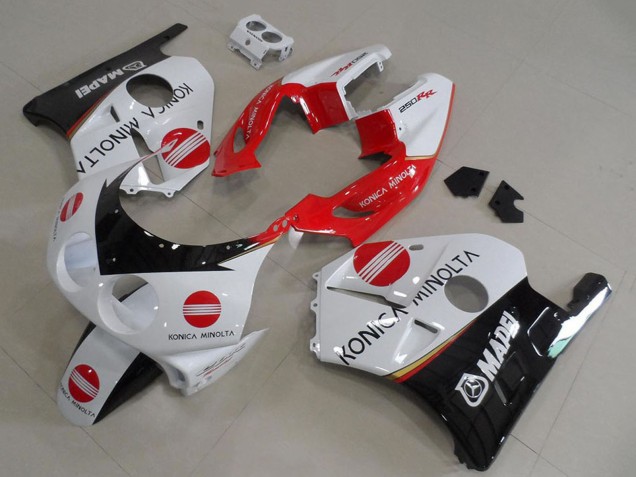 1990-1998 Honda CBR250RR MC22 Motorcycle Fairings - White Red Glossy Black Konica Minolta Canada