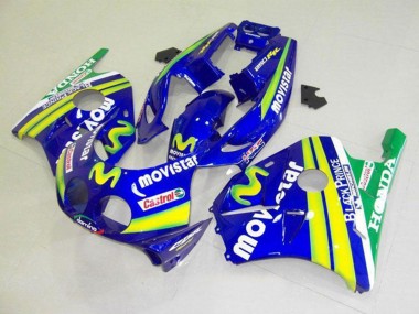 Online 1990-1998 Honda CBR250RR MC22 Motorcycle Fairings - Blue Yellow Green MoviStar Castrol Canada