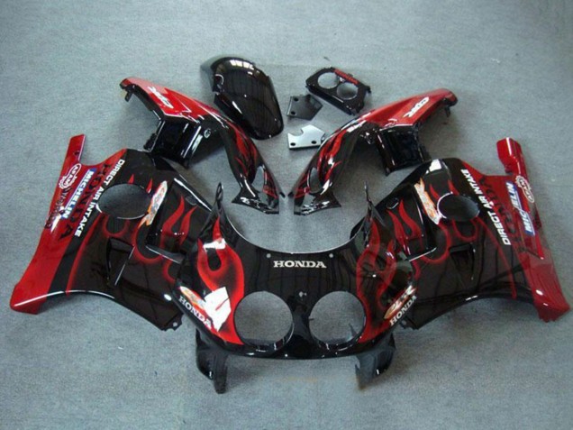 1990-1998 Honda CBR250RR MC22 Motorcycle Fairings - Glossy Black Red Flame Canada