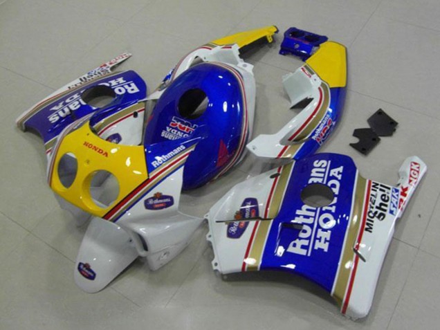1990-1998 Honda CBR250RR MC22 Motorcycle Fairings - White Blue Yellow Rothmans Canada