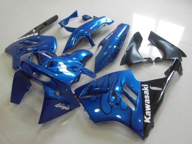 Online 1994-1997 Kawasaki ZX9R Motorcycle Fairing - Blue Black Flame Canada