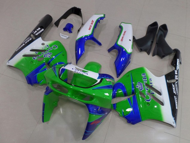 1994-1997 Kawasaki ZX9R Motorcycle Fairings - White Blue Green Black Corona Extra Canada