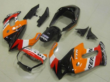 Online 1997-2005 Honda VTR1000F Motorcycle Fairings - Orange White Red Glossy Black Repsol Canada