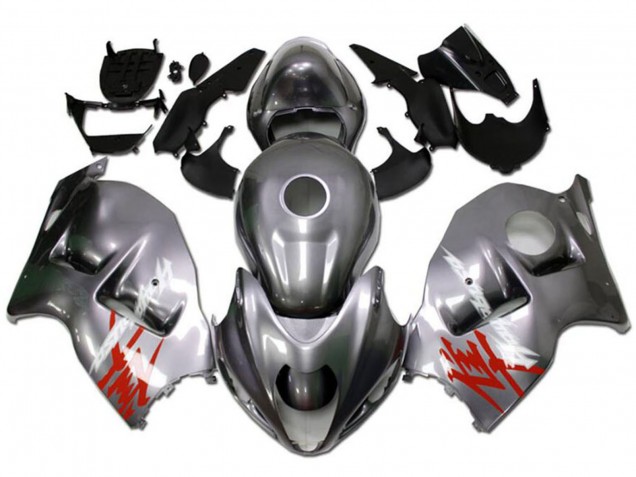 1996-2007 Suzuki GSXR 1300 Hayabusa Motorcycle Fairings - Silver with Red White Decal Canada