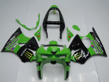 Online 1998-1999 Kawasaki ZX6R Motorcycle Fairings - Green Glossy Black Yellow Elf Bridgestone Monster Canada