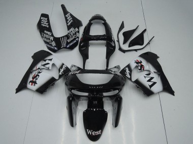 Online 1998-1999 Kawasaki ZX9R Motorcycle Fairings - Glossy Black White West Canada