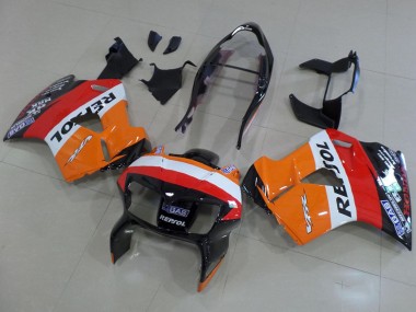 Online 1998-2001 Honda VFR 800 Motorcycle Fairings - Orange White Red Glossy Black Repsol Canada