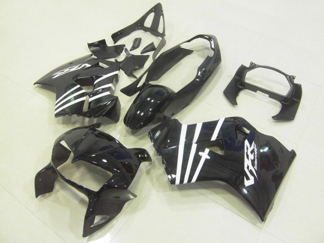 1998-2001 Honda VFR 800 Motorcycle Fairings - Glossy Black White Stripe Canada