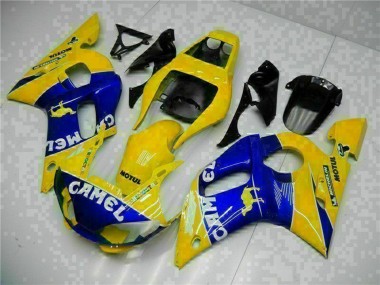 Online 1998-2002 Yamaha YZF R6 Motorcycle Fairings - Yellow Blue White Camel Motul Canada