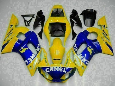 Online 1998-2002 Yamaha YZF R6 Motorcycle Fairings - Yellow Blue White Camel Motul Canada
