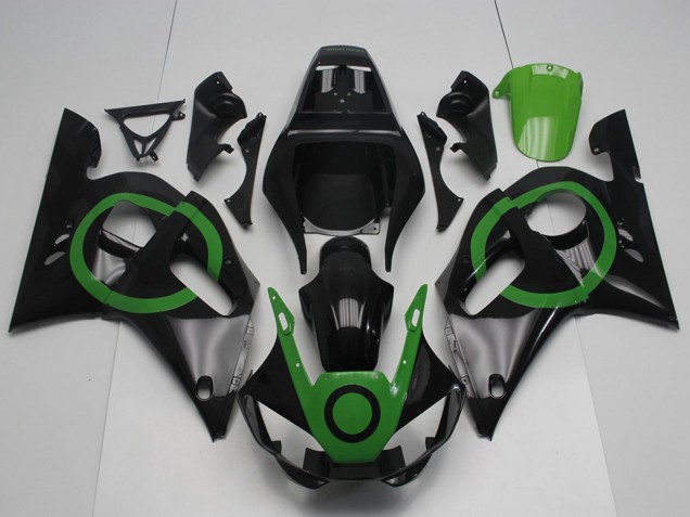 1998-2002 Yamaha YZF R6 Motorcycle Fairings - Glossy Black Green Circle Canada