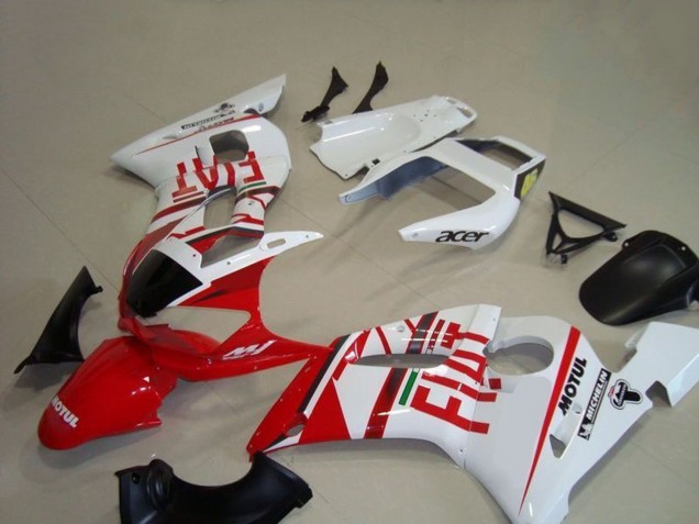 1998-2002 Yamaha YZF R6 Motorcycle Fairings - White Red Fiat Motul Michelin Canada