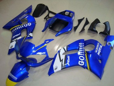 Online 1998-2002 Yamaha YZF R6 Motorcycle Fairings - Blue White Yellow Go Motul Canada