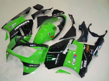 Online 2000-2001 Kawasaki ZX12R Motorcycle Fairings - Green Glossy Black Elf Touch4 Monster Canada