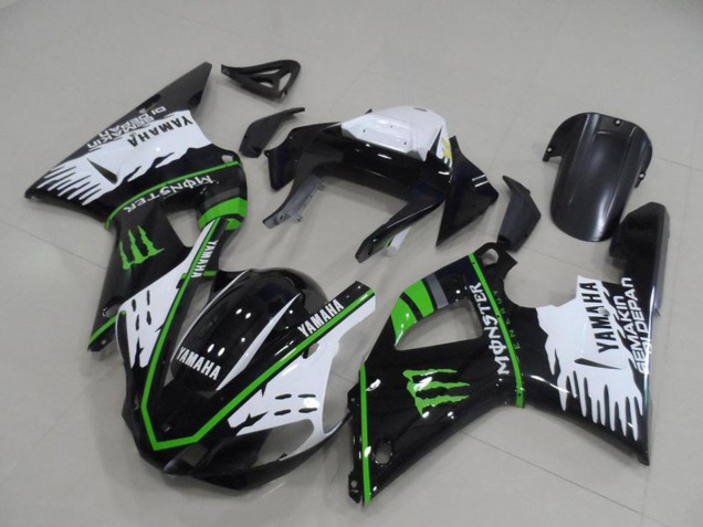 2000-2001 Yamaha YZF R1 Motorcycle Fairings - White Black Green Monster Canada