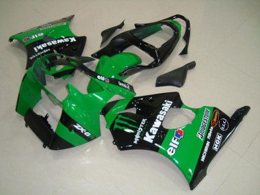 Online 2000-2002 Kawasaki ZX6R Motorcycle Fairings - Green Glossy Black Monster Canada