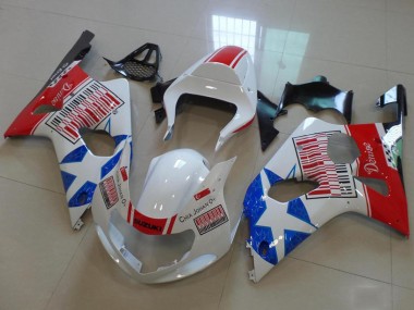 Online 2000-2002 Suzuki GSXR 1000 Motorcycle Fairings - White Red Blue Star Canada