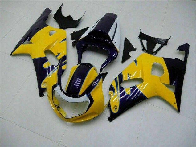 2001-2003 Suzuki GSXR 600/750 Motorcycle Fairings - Yellow Dark Blue Glossy Black Canada