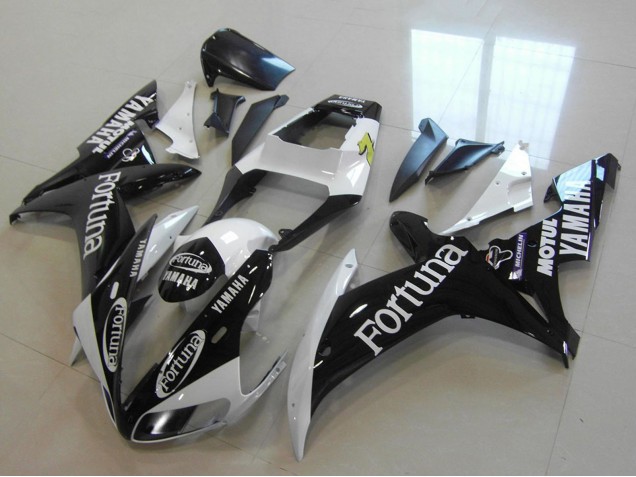 2002-2003 Yamaha YZF R1 Motorcycle Fairings - White Glossy Black Fortuna Motul Canada