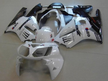 Online 2002-2006 Kawasaki ZX12R Motorcycle Fairings - White Glossy Black Monster Canada
