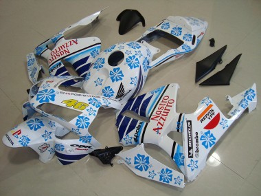 Online 2003-2004 Honda CBR600RR Motorcycle Fairings - White Blue Red Nastro Azzurro Canada