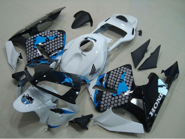 2003-2004 Honda CBR600RR Motorcycle Fairing - White Blue Glossy Black Canada