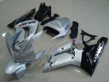 Online 2003-2004 Kawasaki ZX6R Motorcycle Fairings - Silver Glossy Black Canada