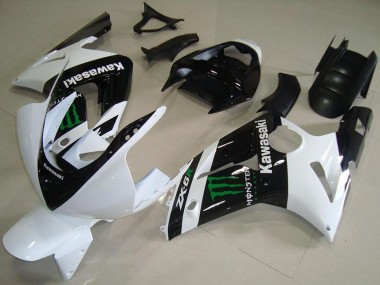 Online 2003-2004 Kawasaki ZX6R Motorcycle Fairings - White Glossy Black Green Monster Canada