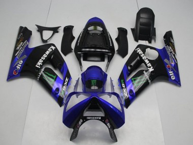 Online 2003-2004 Kawasaki ZX6R Motorcycle Fairings - Glossy Black Blue Green Monster Canada