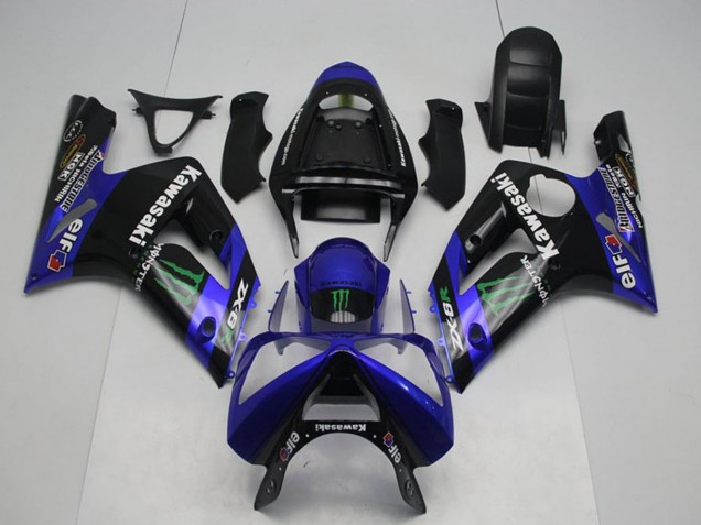 2003-2004 Kawasaki ZX6R Motorcycle Fairings - Glossy Black Blue Green Monster Canada