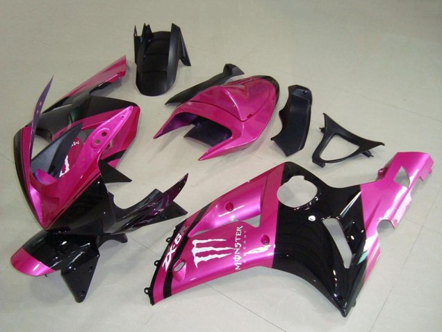 2003-2004 Kawasaki ZX6R Motorcycle Fairings - Pink Black White Monster Canada