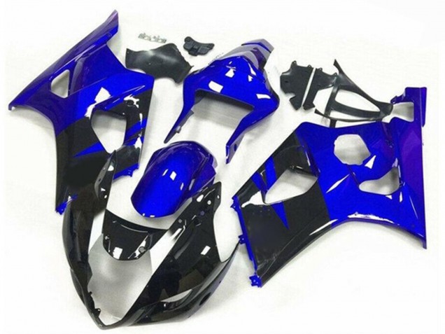 2003-2004 Suzuki GSXR 1000 Motorcycle Fairings - Blue Glossy Black Stripe Canada