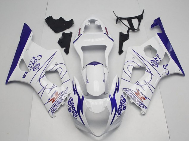2003-2004 Suzuki GSXR 1000 Motorcycle Fairings - White Blue Corona Alstare Canada