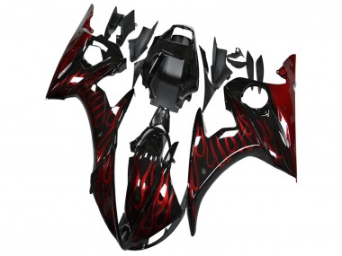 Online 2003-2004 Yamaha YZF R6 Motorcycle Fairing - Glossy Black Red Flame Canada