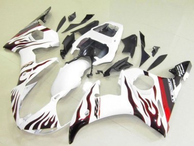 Online 2003-2004 Yamaha YZF R6 Motorcycle Fairings - White Red Black Flame Michelin Canada