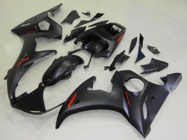 2003-2004 Yamaha YZF R6 Motorcycle Fairings - Matte Black Red Decals Canada