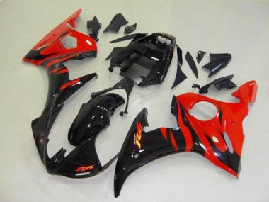 Online 2003-2004 Yamaha YZF R6 Motorcycle Fairings - Glossy Black Red Flame Canada