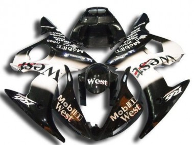 Online 2003-2004 Yamaha YZF R6 Motorcycle Fairings - Glossy Black White Mobil West Michelin Canada