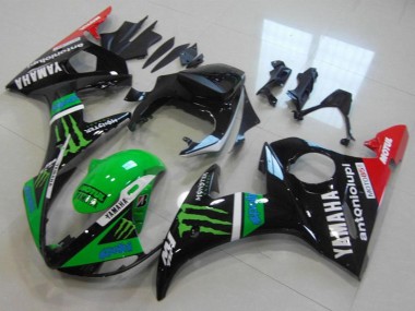 Online 2003-2004 Yamaha YZF R6 Motorcycle Fairings - Glossy Black Red Green Monster Motul Canada