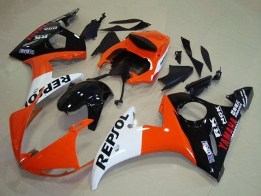 Online 2003-2004 Yamaha YZF R6 Motorcycle Fairings - Orange White Glossy Black Repsol Canada
