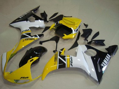Online 2003-2004 Yamaha YZF R6 Motorcycle Fairings - Yellow White Glossy Black Anniversary Canada