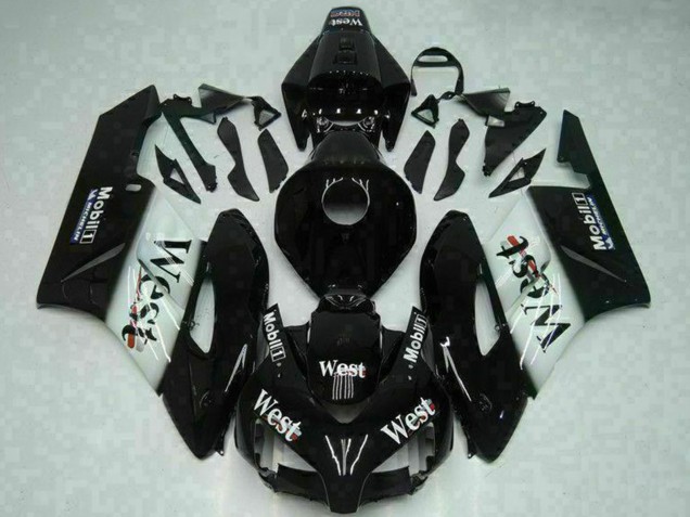 2004-2005 Honda CBR1000RR Motorcycle Fairings - Glossy Black White West Mobil Michelin Canada