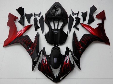 Online 2004-2006 Yamaha YZF R1 Motorcycle Fairings - Glossy Black Red Flame Canada