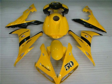 Online 2004-2006 Yamaha YZF R1 Motorcycle Fairings - Yellow Glossy Black Dunlop 50 Canada