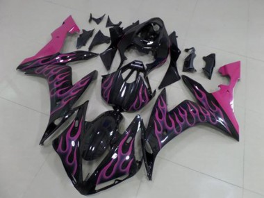 Online 2004-2006 Yamaha YZF R1 Motorcycle Fairings - Glossy Black Pink Flame Canada