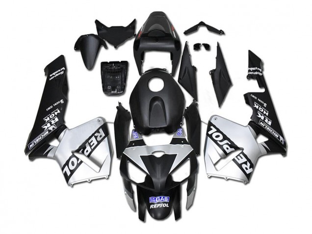 2005-2006 Honda CBR600RR Motorcycle Fairings - Black Silver Repsol Canada