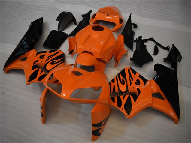 2005-2006 Honda CBR600RR Motorcycle Fairing - Orange Black Flame Canada