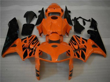 Online 2005-2006 Honda CBR600RR Motorcycle Fairing - Orange Black Flame Canada